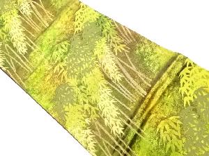 リサイクル　竹笹模様織出し袋帯
